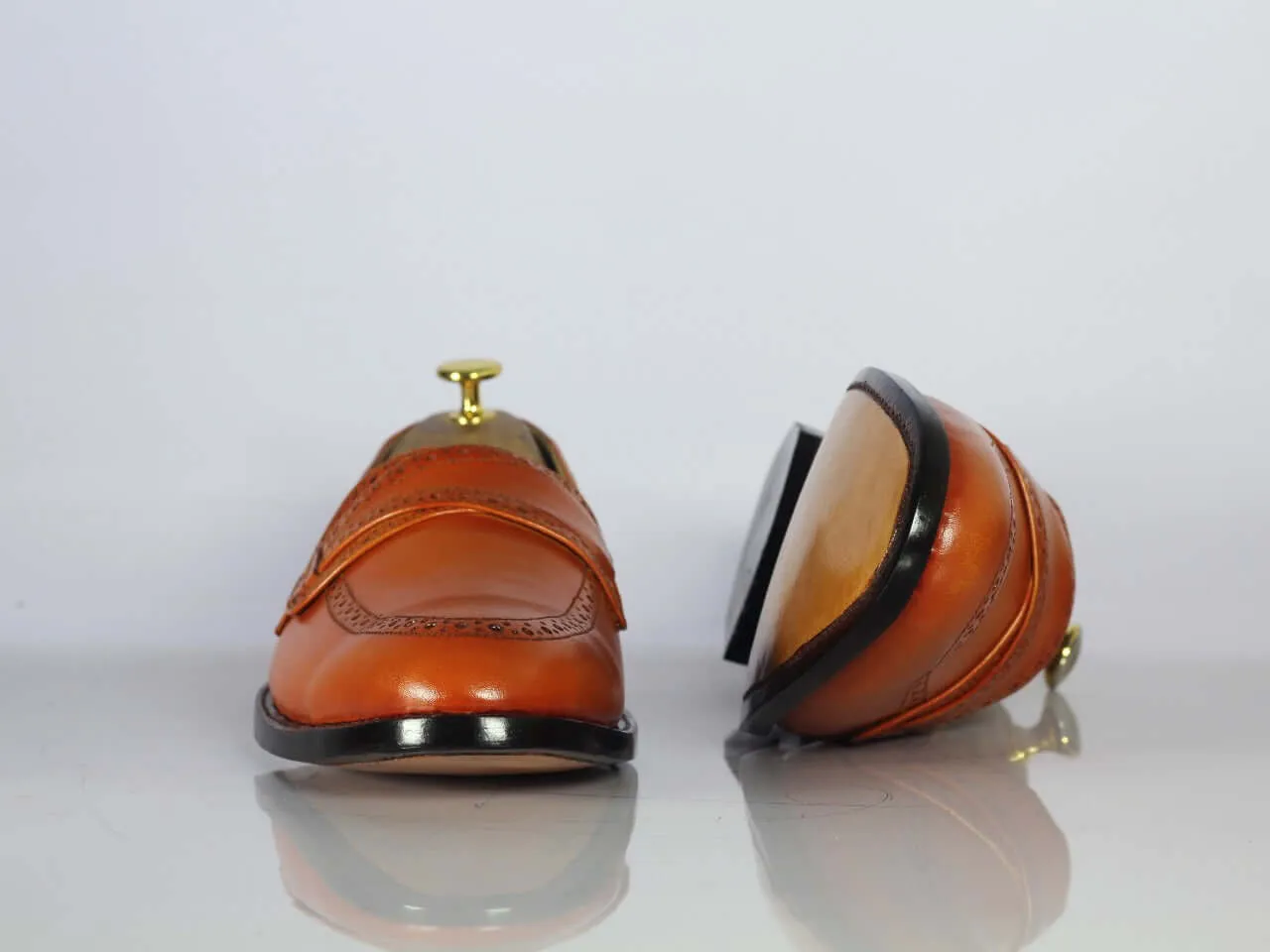 Handmade Men's Tan Shoes, Men Leather Penny Loafers Shoes, Dress Formal Shoes