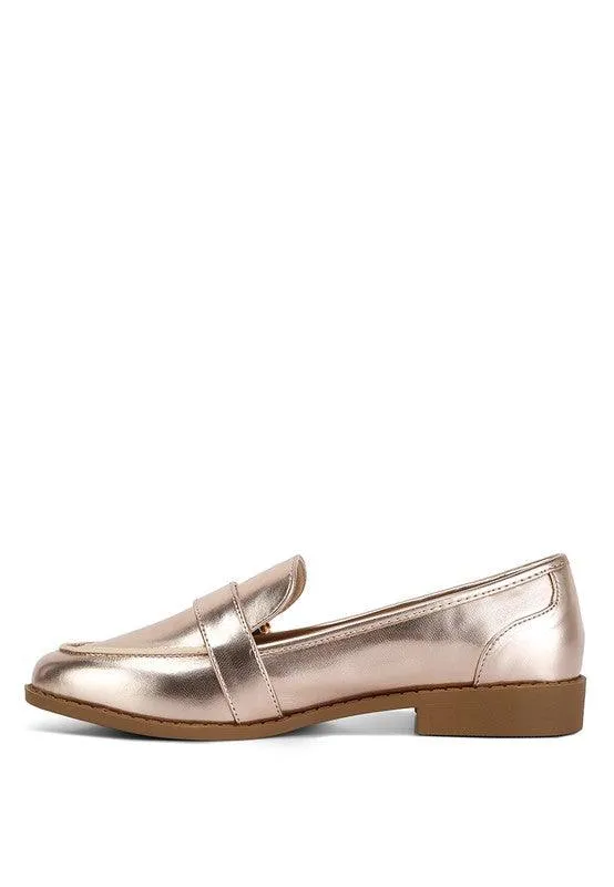 Haruka Metallic Faux Leather Loafers