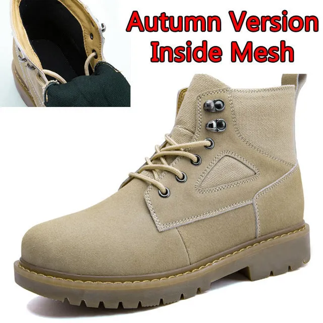 High Quality Men Autumn Winter Boots Casual  Men Leather Plush Warm Lace-Up Leather Casual Fashion Boots Size 38-44