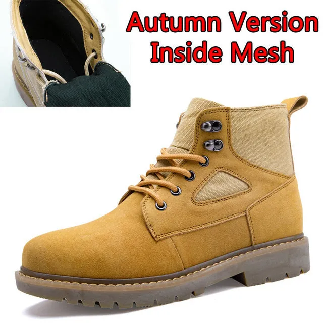 High Quality Men Autumn Winter Boots Casual  Men Leather Plush Warm Lace-Up Leather Casual Fashion Boots Size 38-44