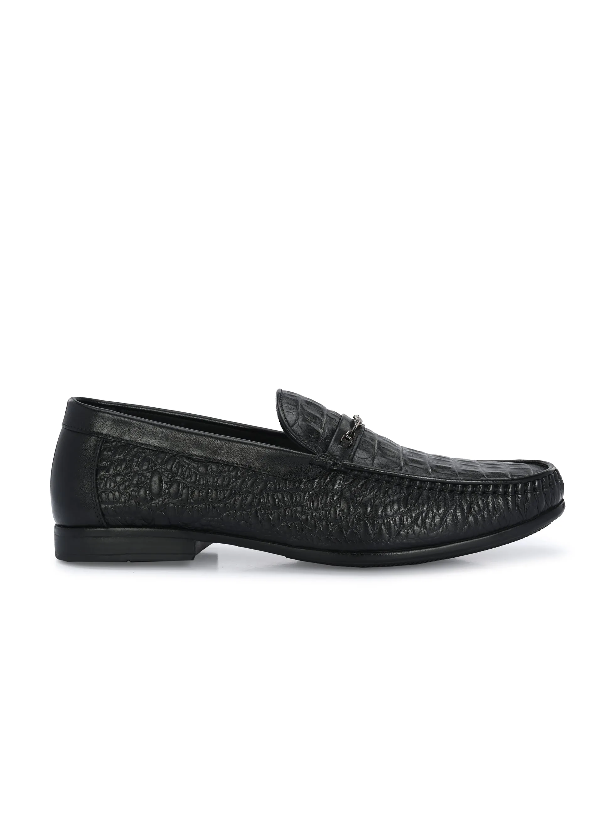 HITZ5336-Men's Black Leather Casual Loafers