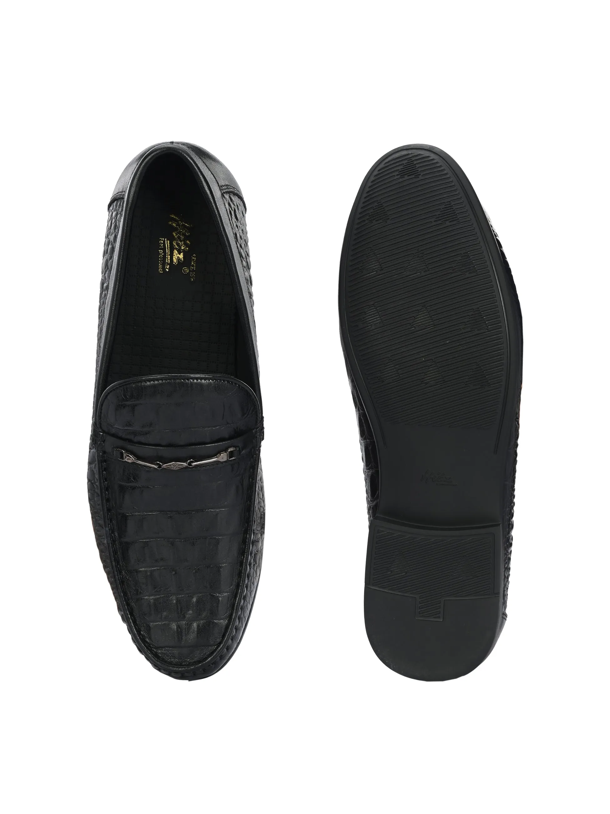 HITZ5336-Men's Black Leather Casual Loafers