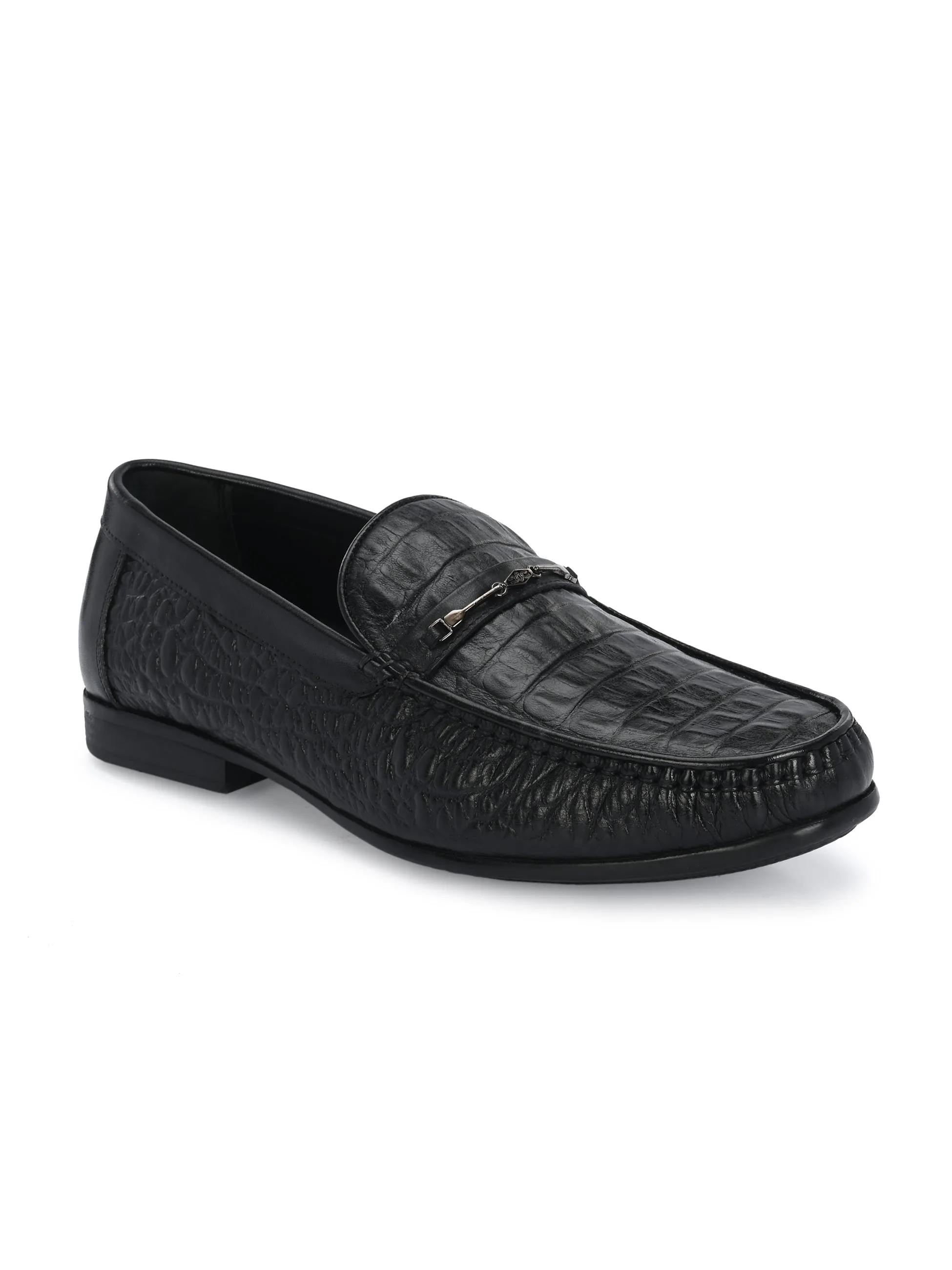 HITZ5336-Men's Black Leather Casual Loafers