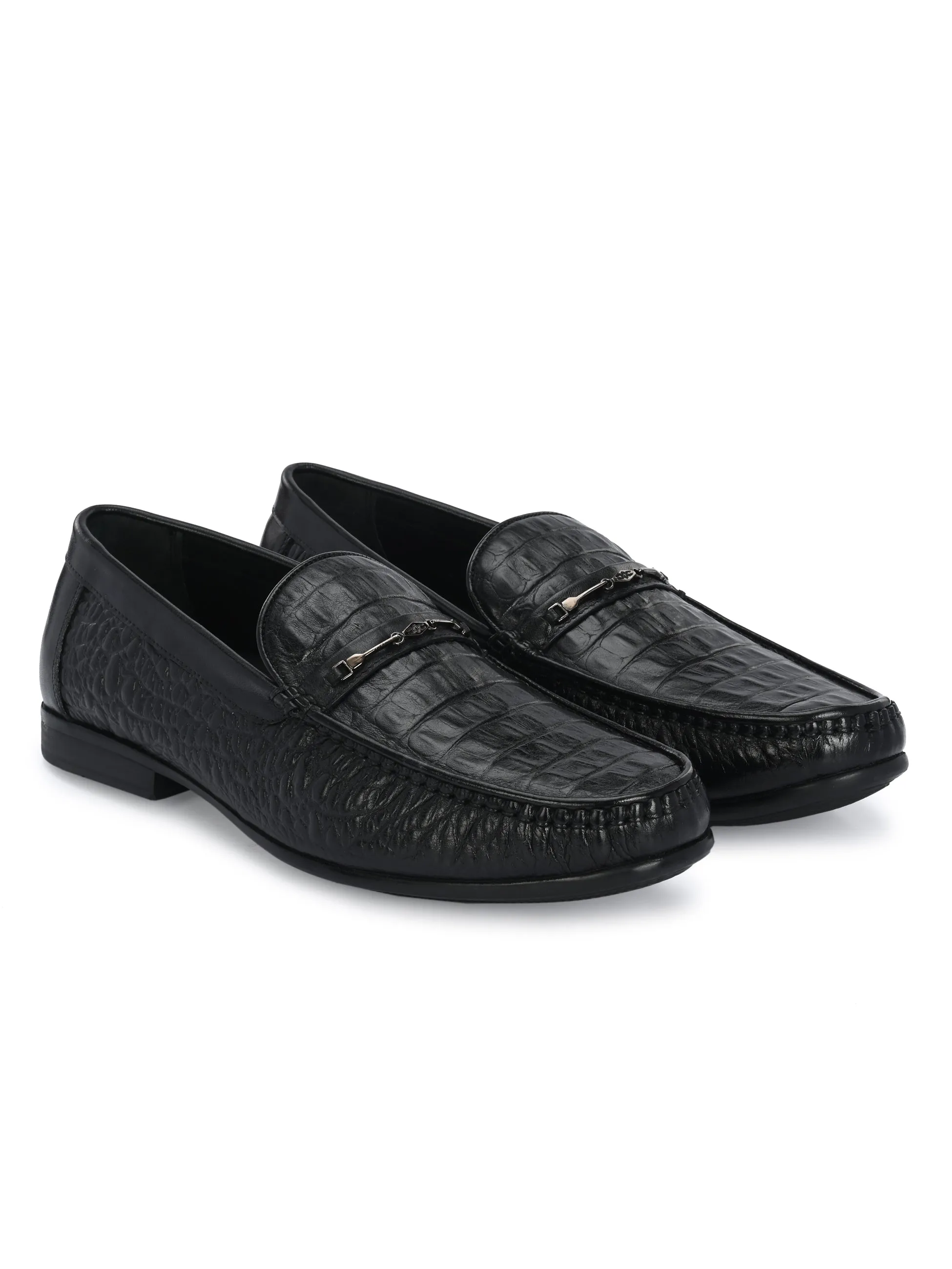 HITZ5336-Men's Black Leather Casual Loafers