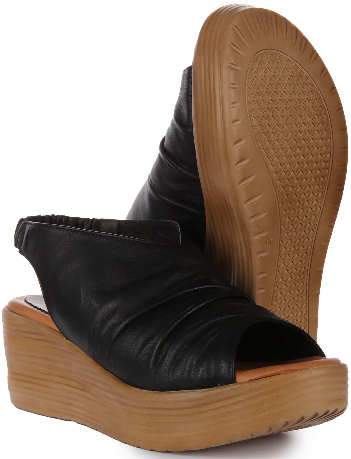 Justinreess England Dilla Wedge Sandal In Black For Women