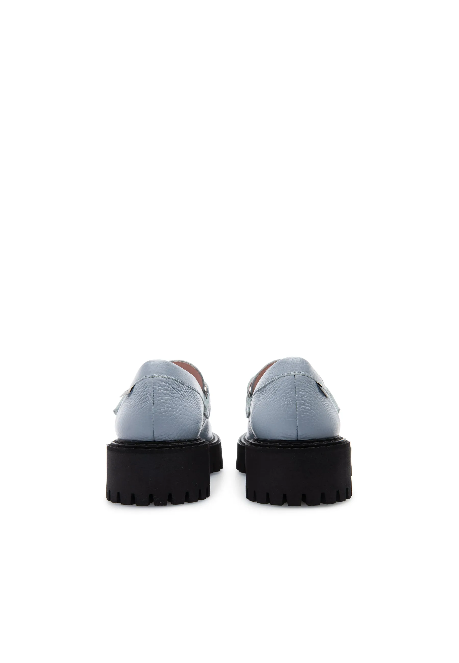 Lady Dusty Blue Leather Loafers