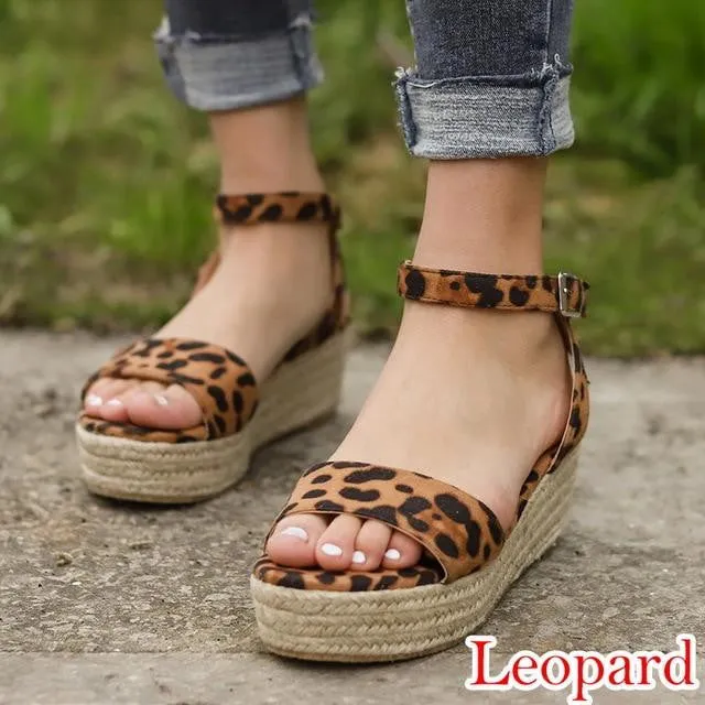 Leopard Wedges Sandals