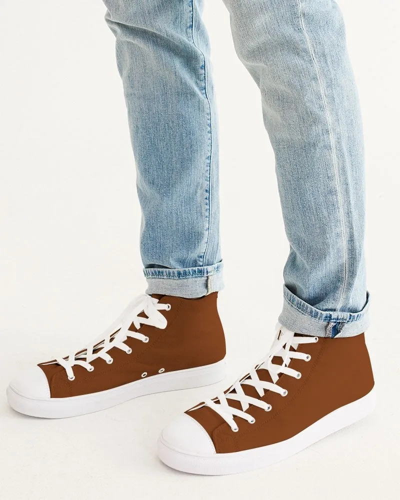 Medium Dark Orange Men's High-top Canvas Sneakers | Men's | Medium Dark Pure Orange | C0M75Y100K60