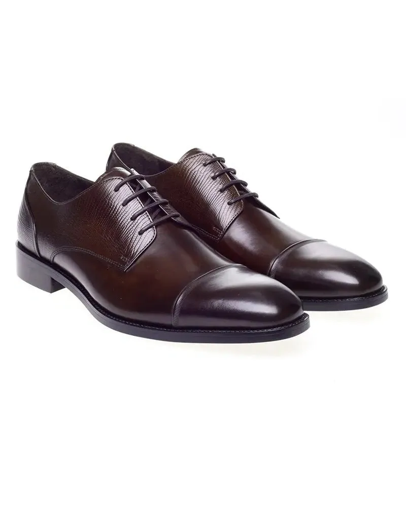 Melton Grain Derby Shoes - Brown