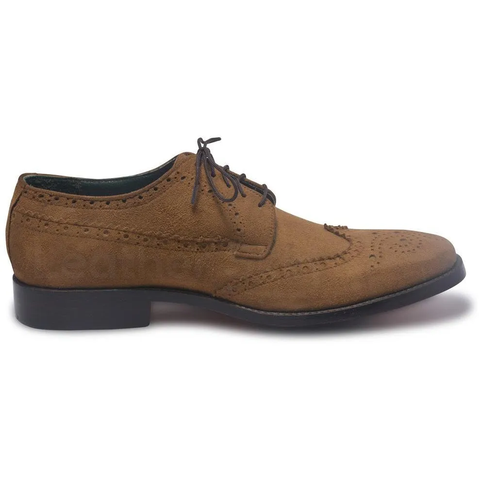 Men Brown Suede Leather Shoes with Laces