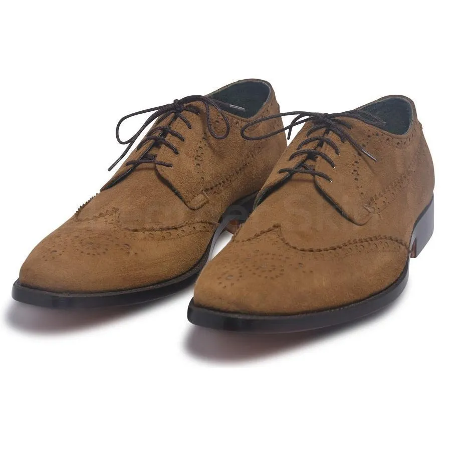 Men Brown Suede Leather Shoes with Laces