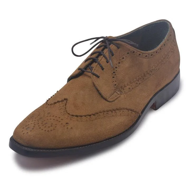 Men Brown Suede Leather Shoes with Laces