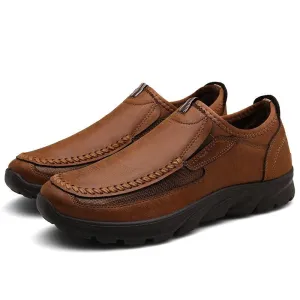 Mens Casual Leather Slip On Shoes Men Loafers Breathable