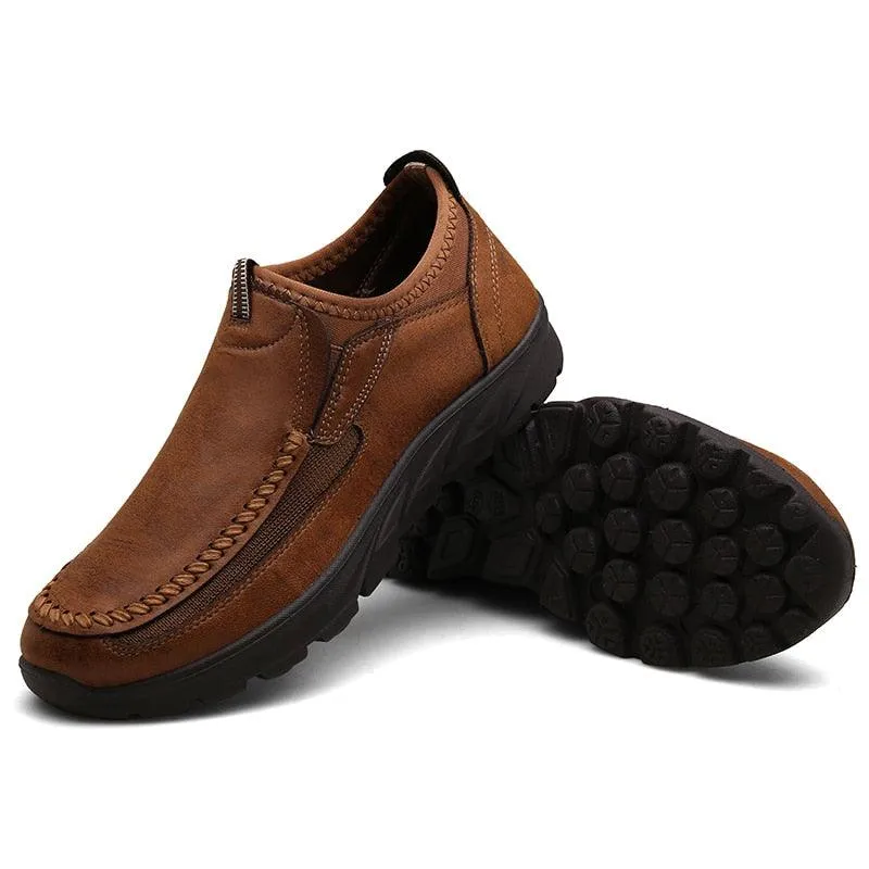 Mens Casual Leather Slip On Shoes Men Loafers Breathable