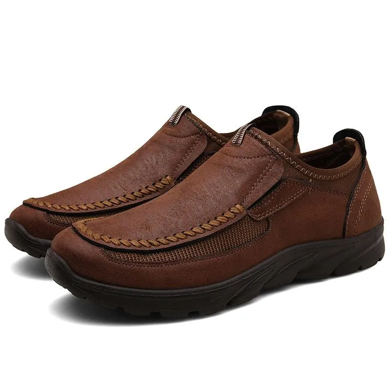 Mens Casual Leather Slip On Shoes Men Loafers Breathable