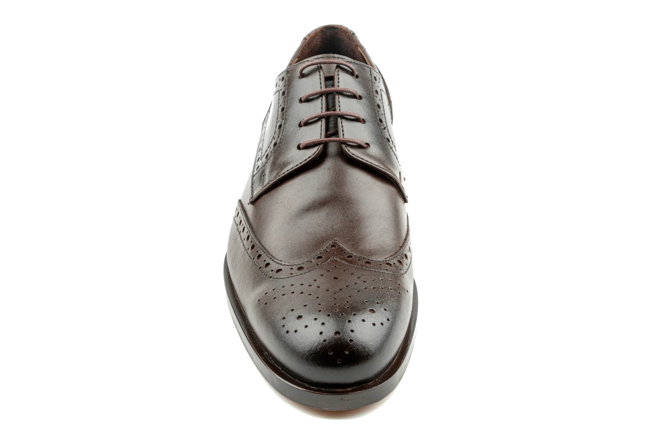 Men's Handmade Dress Shoes, Superior Quality Aniline Leather, Brown Derby Shoes, Brogued & Wingtip Design