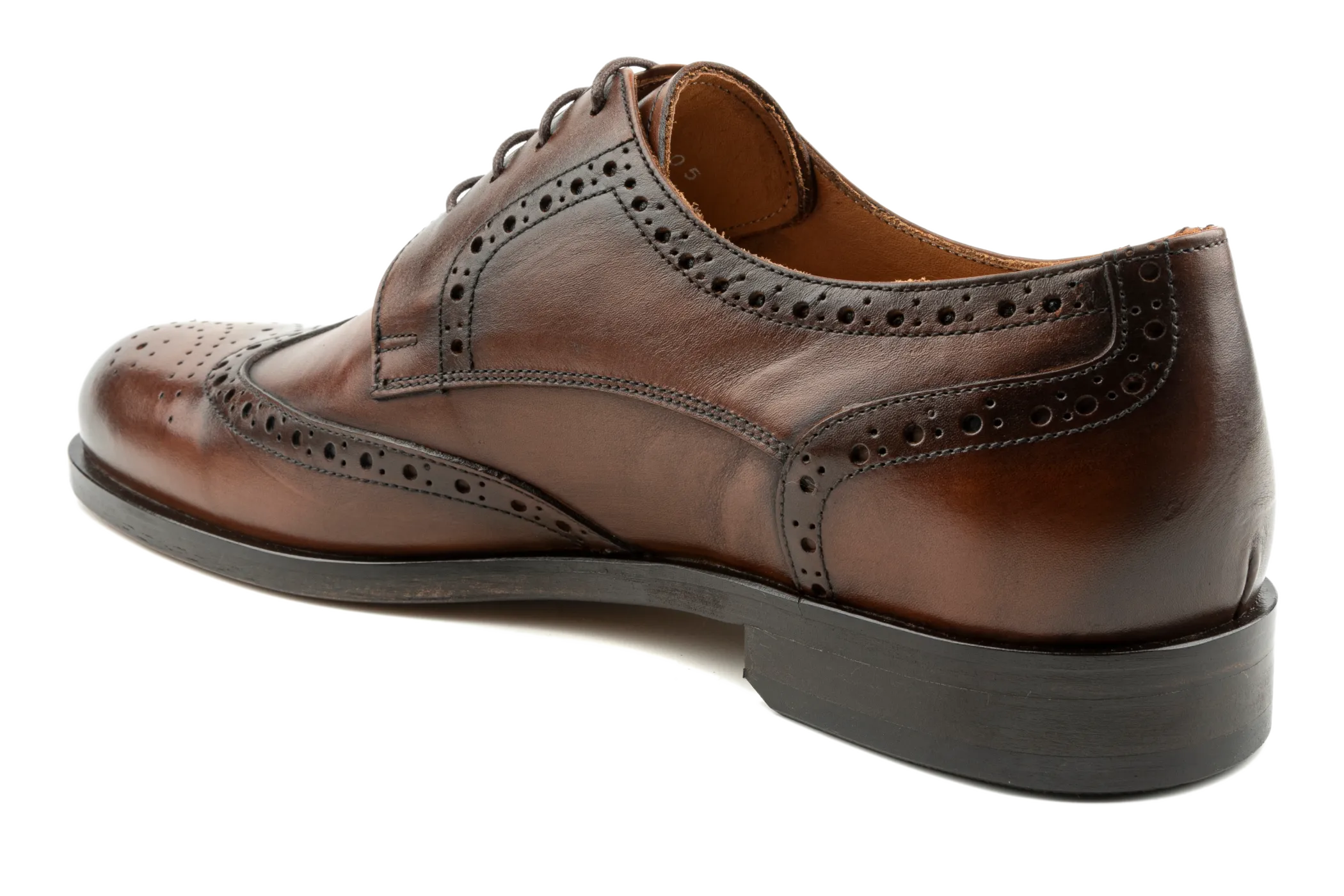 Men's Handmade Dress Shoes, Superior Quality Aniline Leather, Tan Derby Shoes, Brogued & Wingtip Design