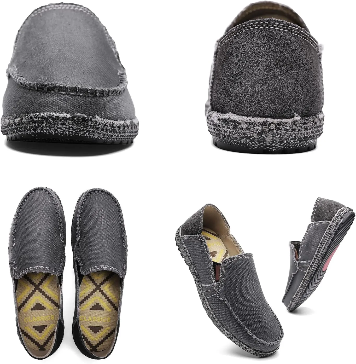 Men'S Slip on Shoes Cloth Shoes Deck Shoes Canvas Leisure Vintage Casual Loafer Boat Shoes