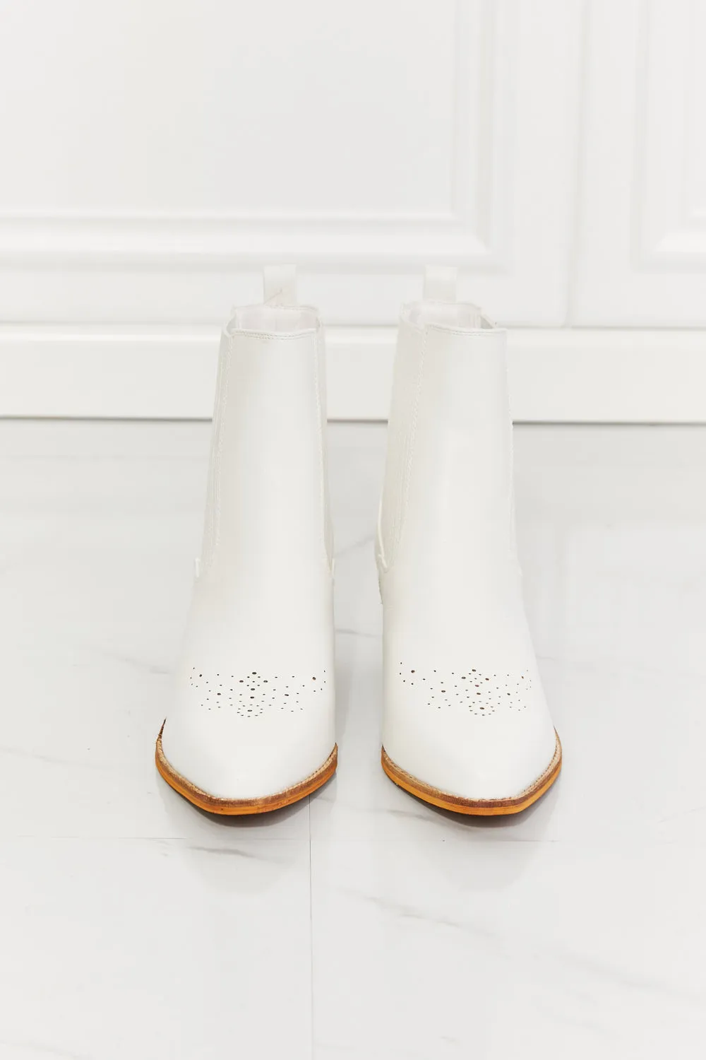 MMShoes Love the Journey Stacked Heel Chelsea Boot in White