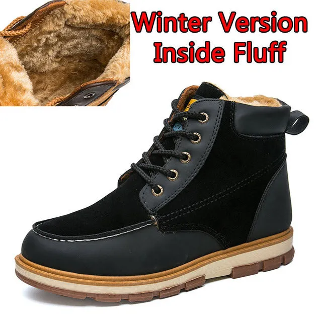 New Autumn Winter Men Casual Ankle Working shoes Warm Plush Comfortable Non-Slip Snow Boots Size 39-46