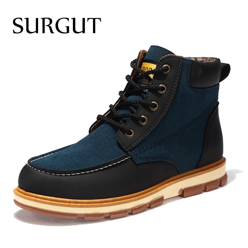 New Autumn Winter Men Casual Ankle Working shoes Warm Plush Comfortable Non-Slip Snow Boots Size 39-46