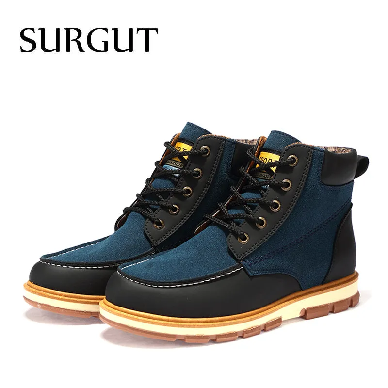 New Autumn Winter Men Casual Ankle Working shoes Warm Plush Comfortable Non-Slip Snow Boots Size 39-46