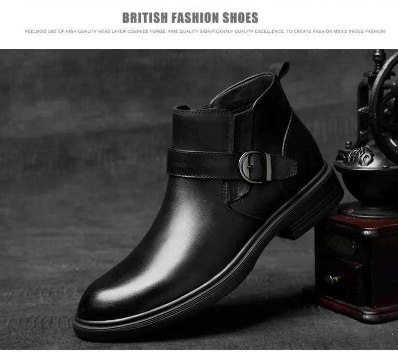 New Autumn Winter Shoes Men Boots Genuine Leather Shoes Warm Plush for Cold Winter Men Ankle Boots Cow Leather Footwear A1871