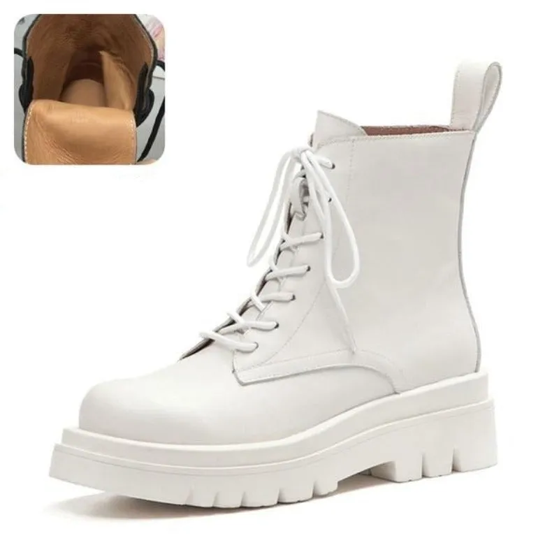 Real Leather Ankle Warm Platform Short Boots