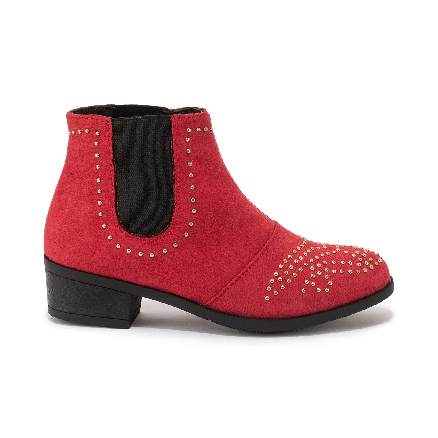 Red Chelsea Stud Detail Ankle Boot