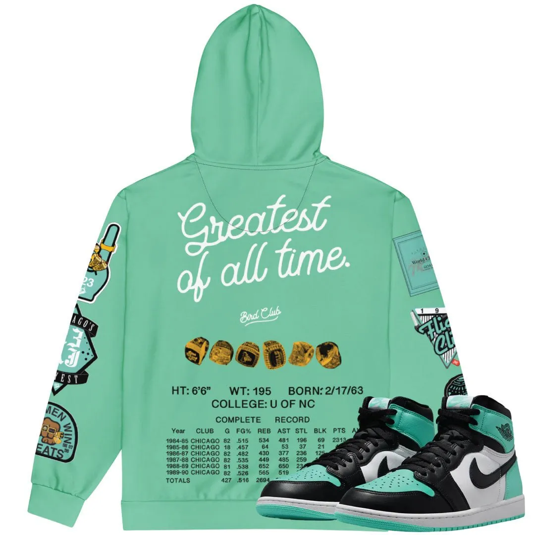 Retro 1 "Green Glow" MJ the Goat Zip Up Hoodie