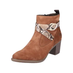 Rieker Y2064-24 Ladies Brown Suede Side Zip Ankle Boots