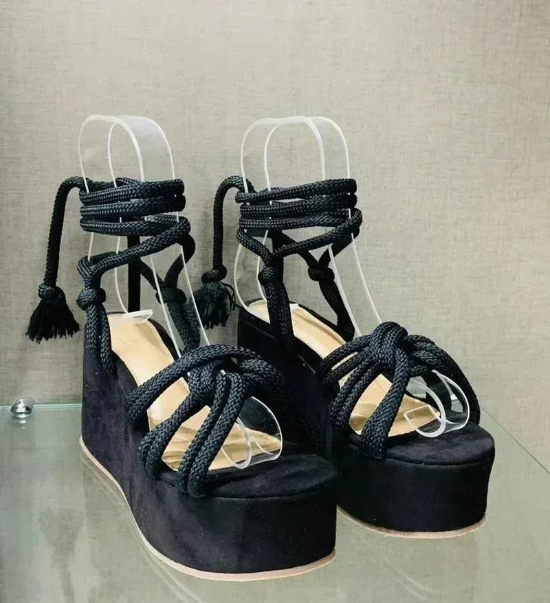 Rope Tie Platform Sandals