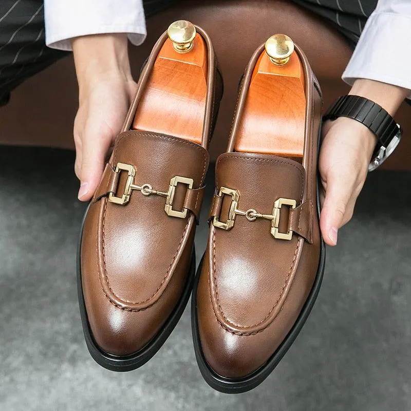 Round Toe Formal Men Loafers - Men Shoes