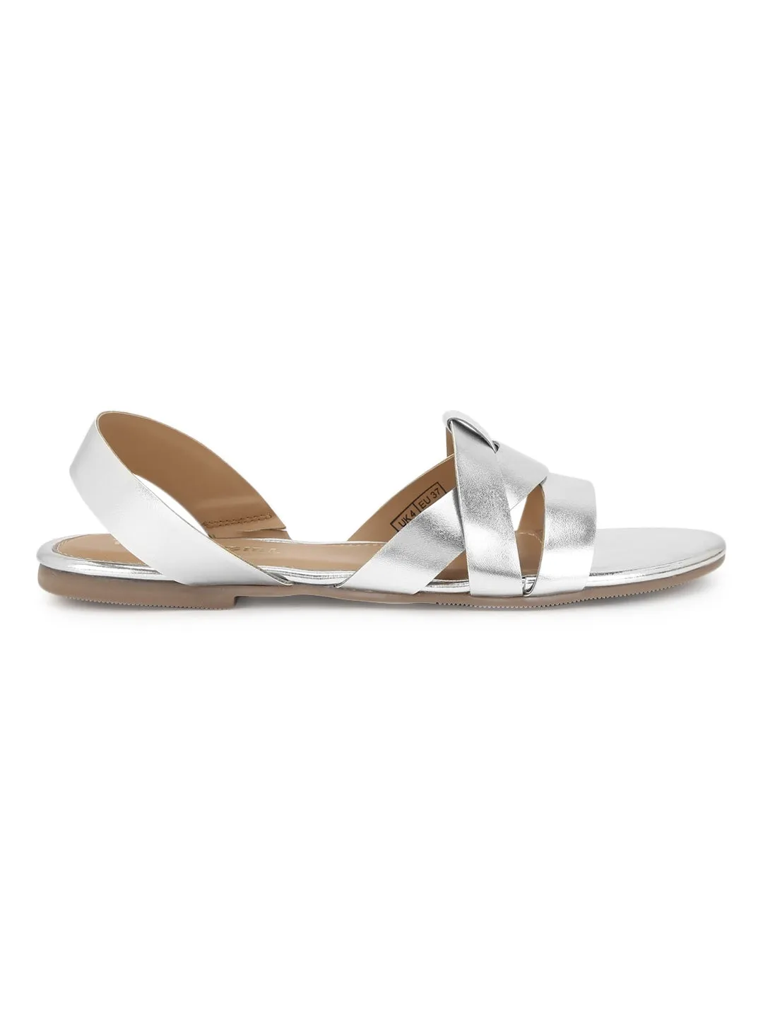 Silver PU Back Strap Flat Sandals