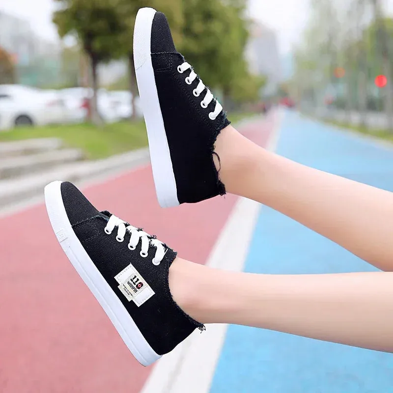 Spring New Style Fashionable and Comfortable Casual Women's Mesh Solid Color Lightweight Student Sports Sneakers Canvas Shoes