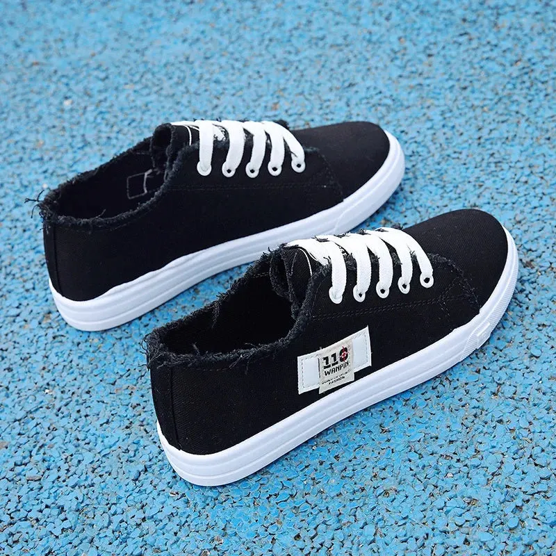 Spring New Style Fashionable and Comfortable Casual Women's Mesh Solid Color Lightweight Student Sports Sneakers Canvas Shoes