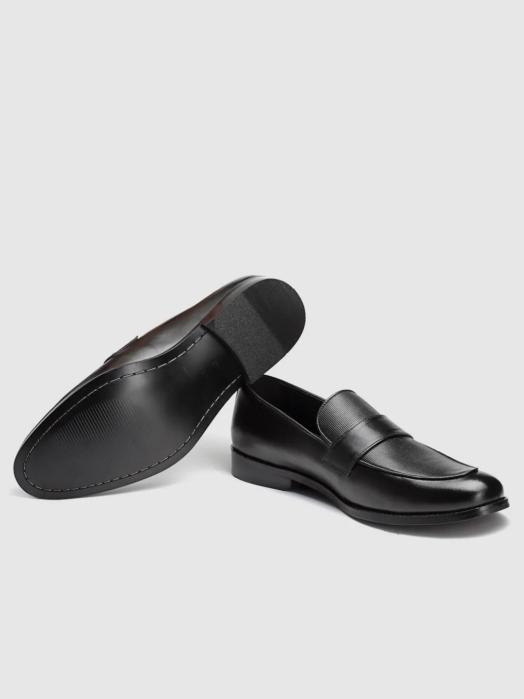 Textured Leather Formal Loafers