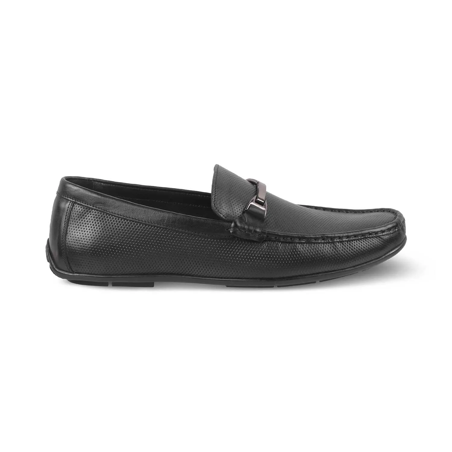 The Abianca Black Men's Leather Driving Loafers Tresmode