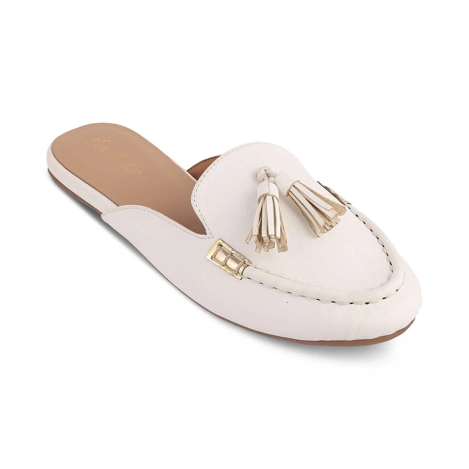 The Massle White Women's Dress Tassel Mules Tresmode