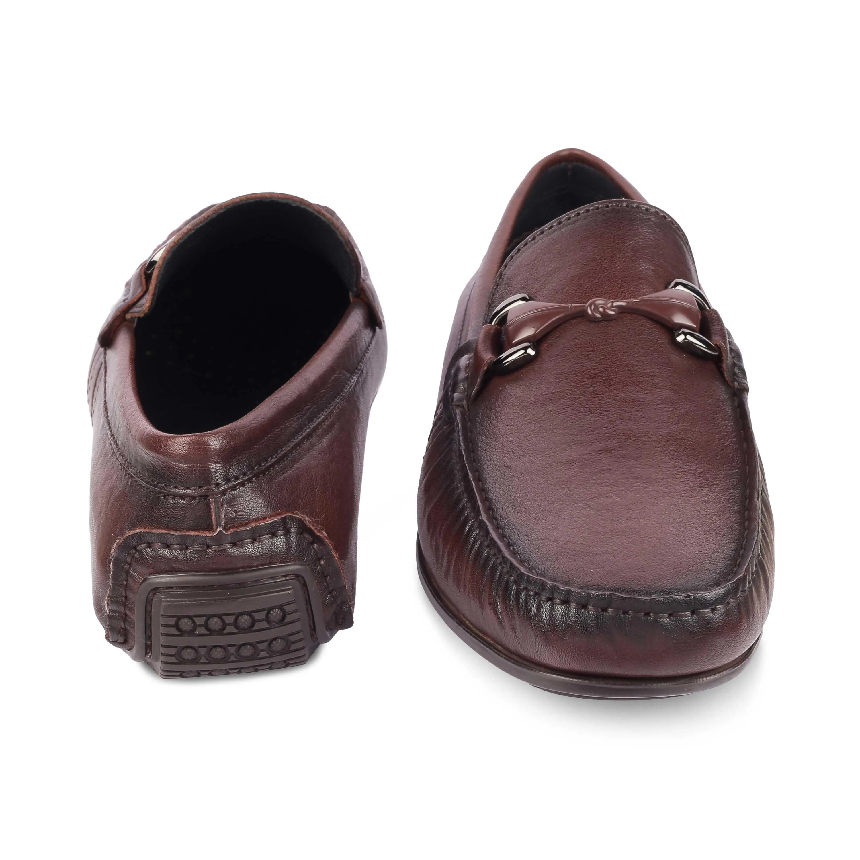 Tresmode Meroc Brown Men's Leather Driving Loafers