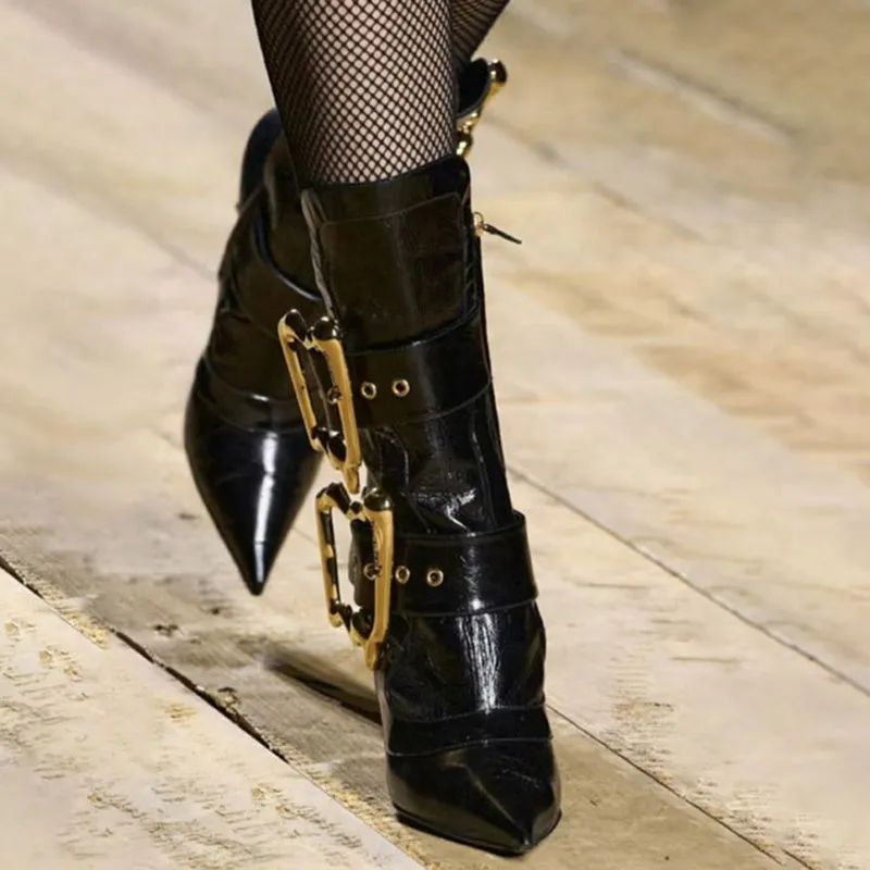 Unique Gold Buckled Stage Boots