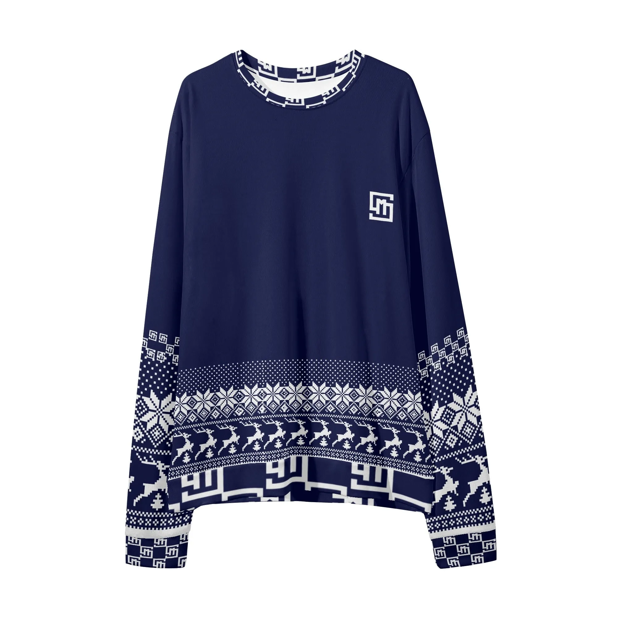 Unisex Christmas Loose Casual Navy Sweater