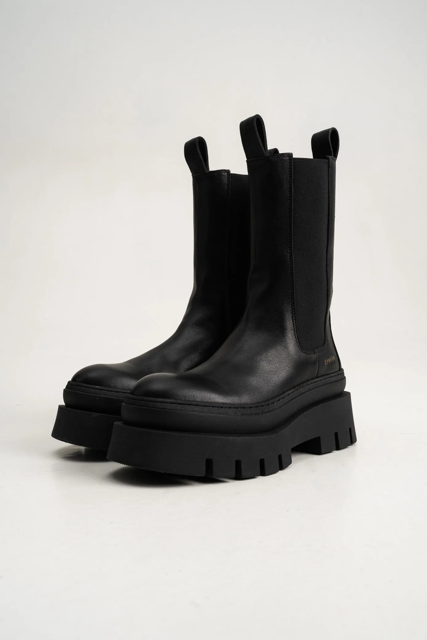 Vitello Black Chunky High Chelsea Boots