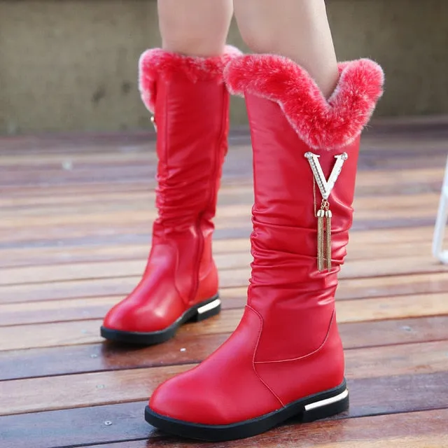 Winter New Girls Boots Fashion Plush Warm Snow Boots