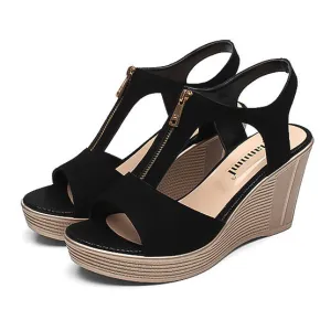 Women Sandals Casual Women Shoes Platform Summer Wedges Sandlas Peep Toe Ladies Shoes Black Size 35-43