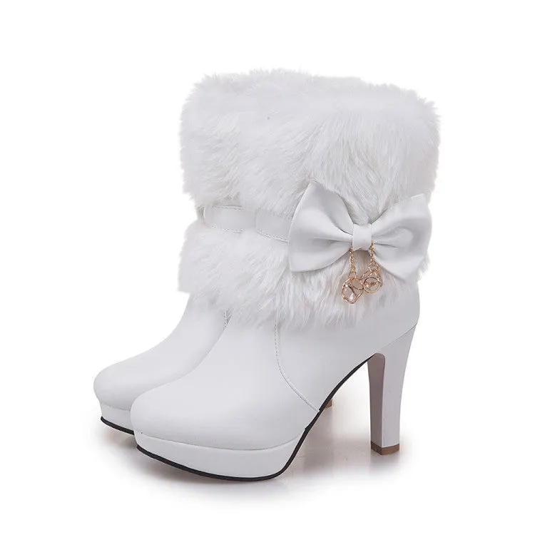 Women Shoes Thick Heel High Heel Warm Winter Platform Short Boots