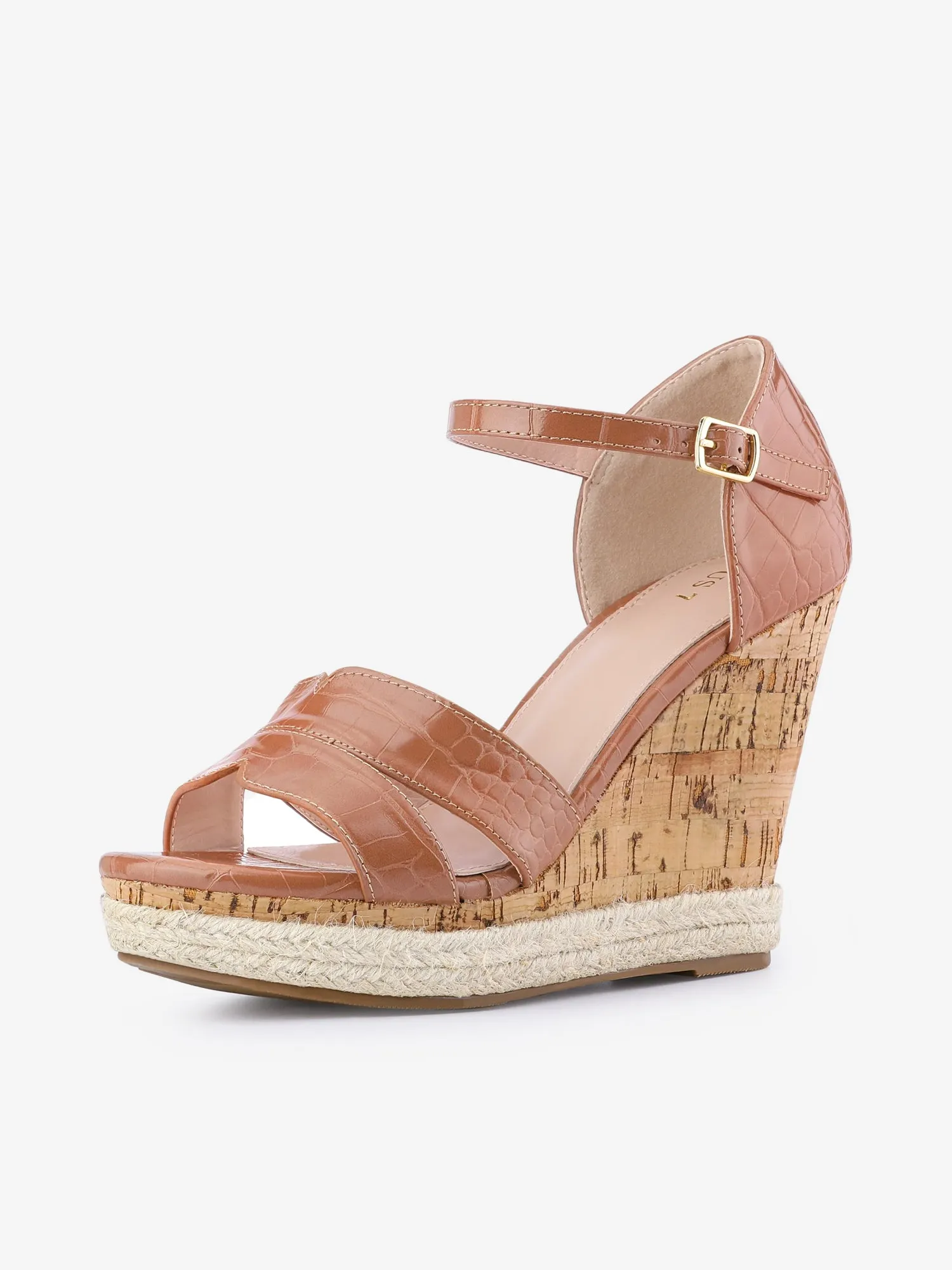 Women's Ankle Strap Wood Wedges Platform Wedge Heel Sandals