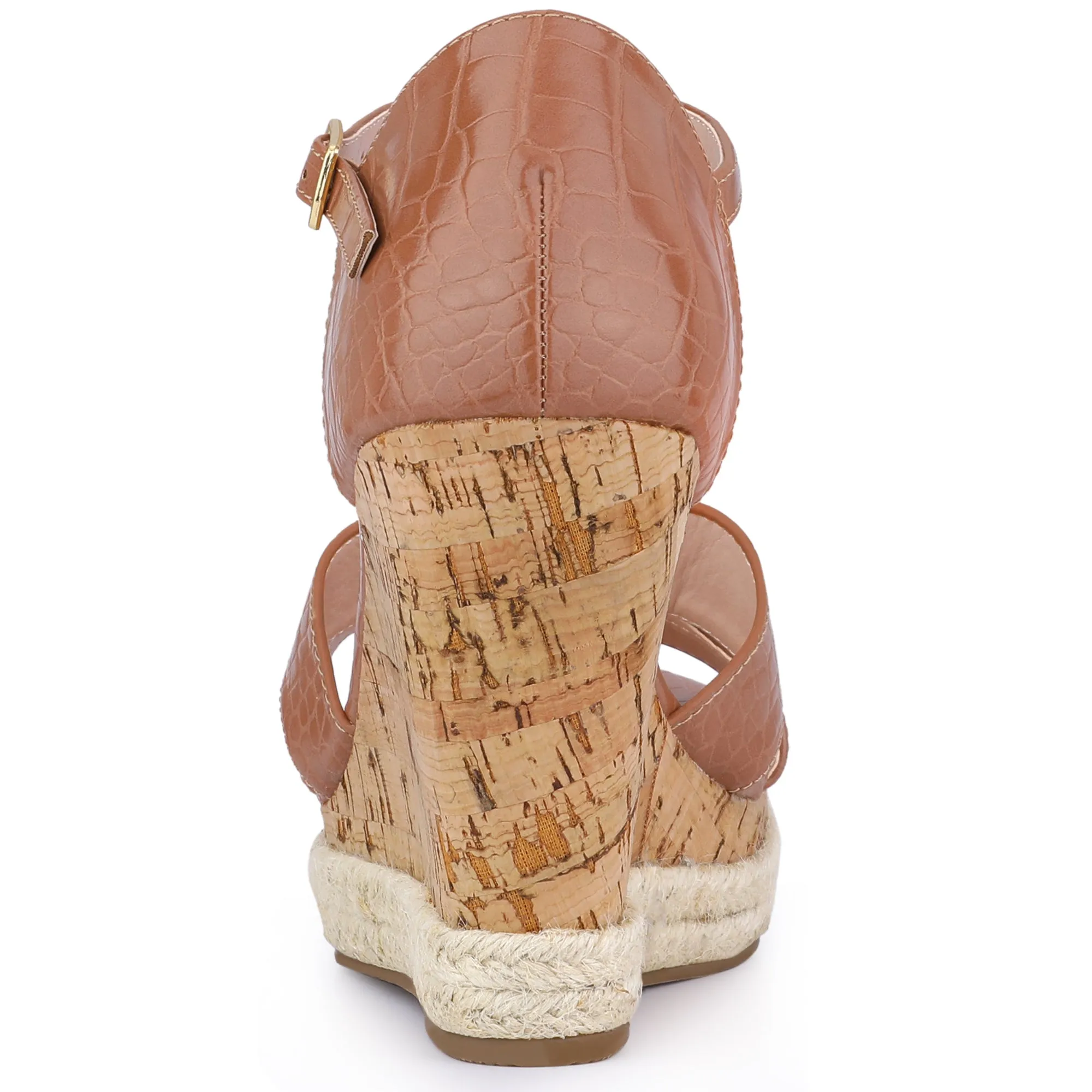 Women's Ankle Strap Wood Wedges Platform Wedge Heel Sandals