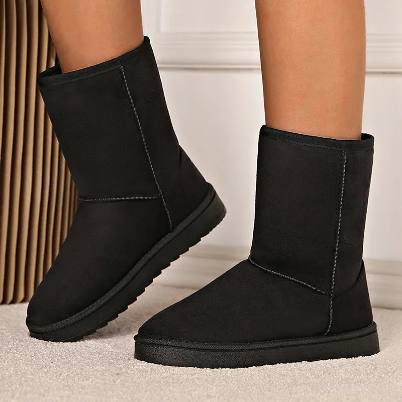 Xajzpa  Mid Calf Snow Boots New Women Waterproof Warm Platform Boots Large Size 44 Winter Slip On Flat Casual Woman Booties